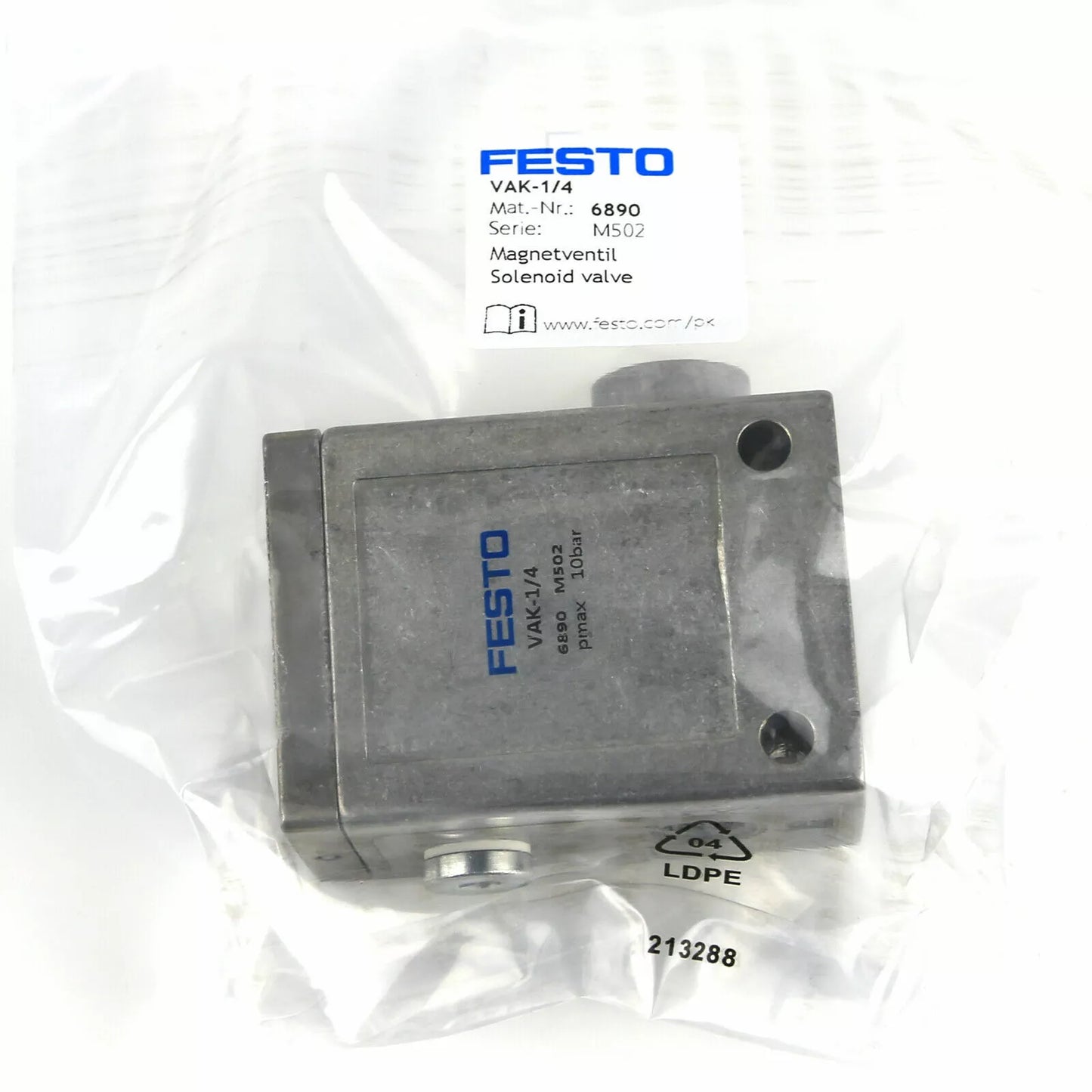 New In Box FESTO VAK-1/4 6890 Vacuum Generator