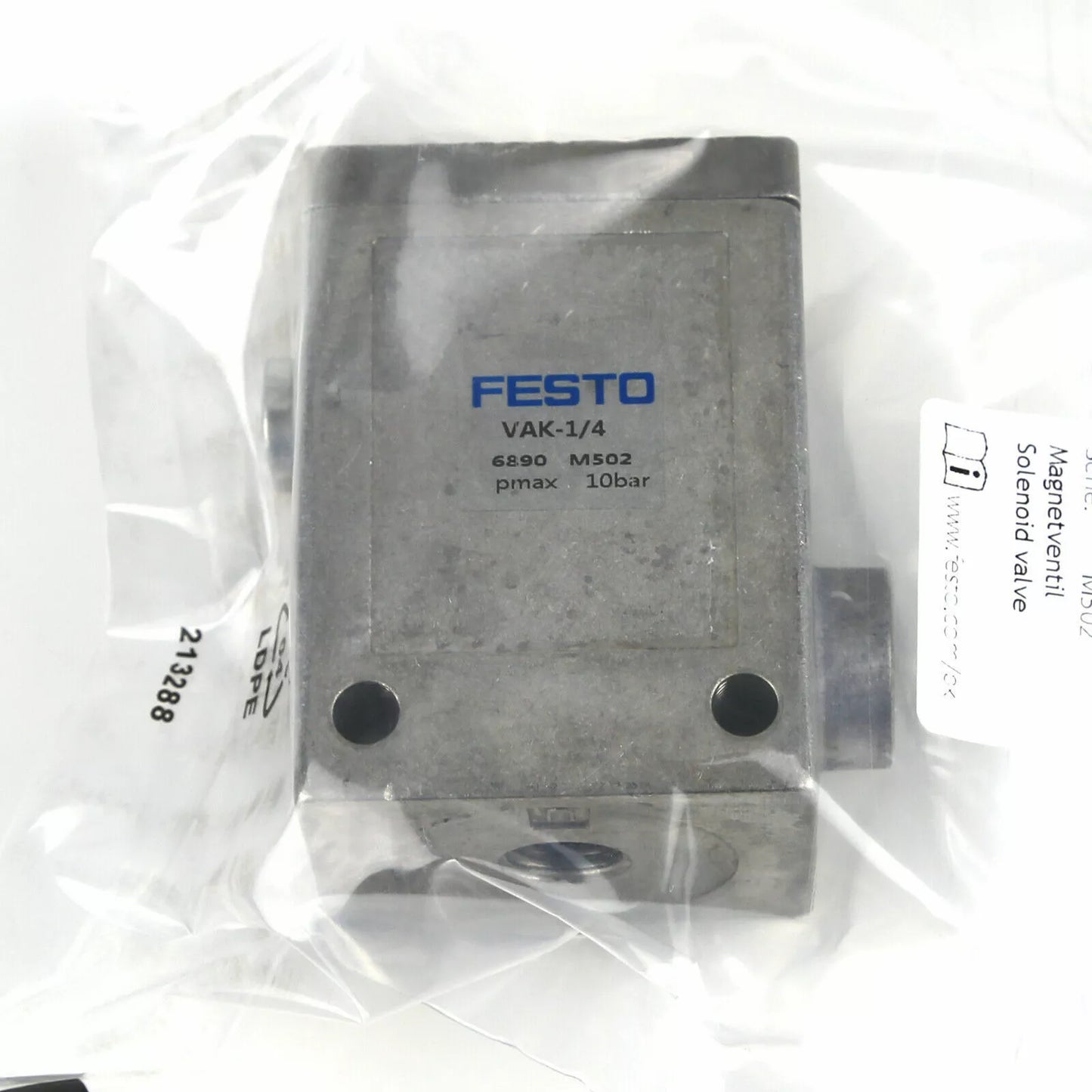 New In Box FESTO VAK-1/4 6890 Vacuum Generator